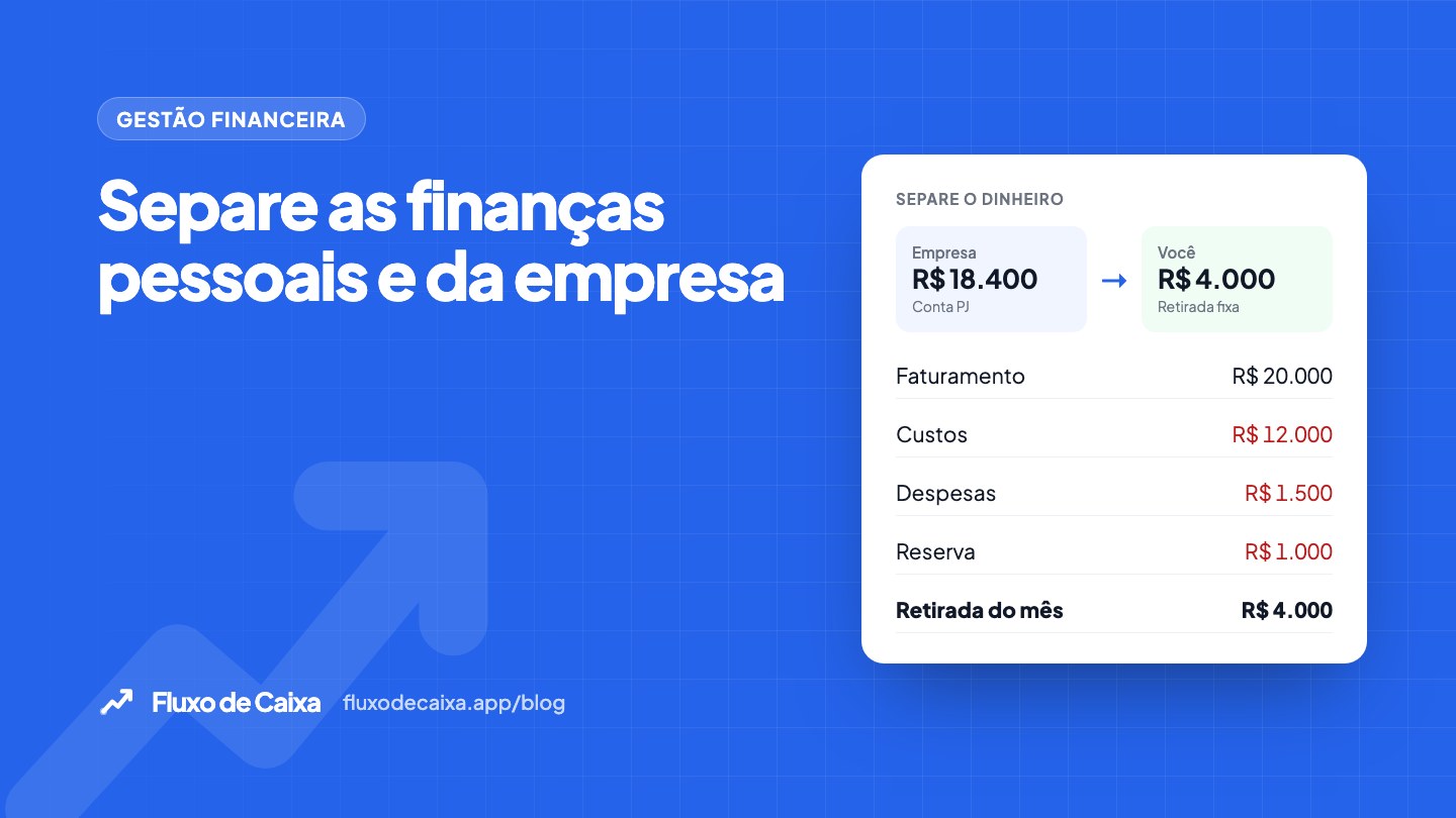 separar finanças pessoais e da empresa